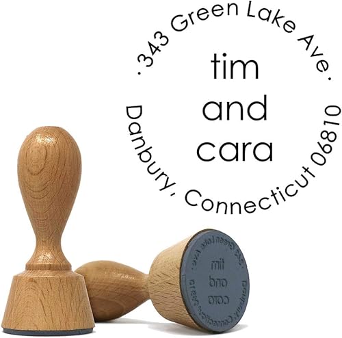 Miniatura 2 de Sello de mano europeo clásico personalizado con almohadilla de tinta de tinte  Sello de mano europeo de roble sólido  Diseño 3