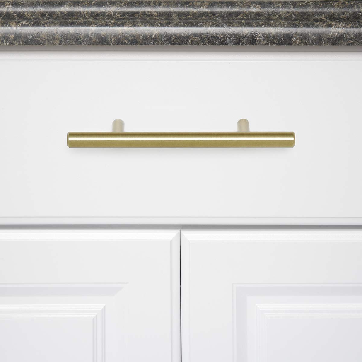 Amazon Basics AB1500-GC-25 Poignée pour placard Longueur 13,66 cm (centre des trous 7,62 cm) Champagne doré