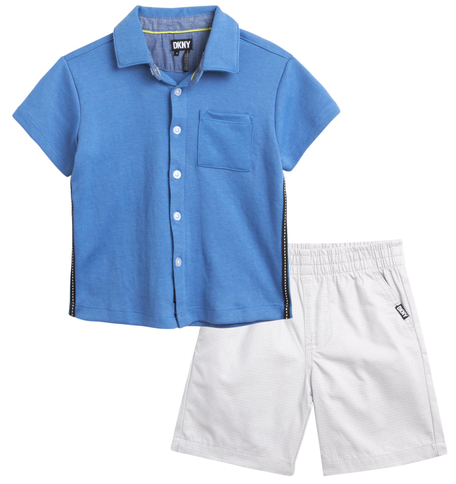 DKNY Toddler Boys 2 Piece Button Down Shirt and Cargo Shorts Set