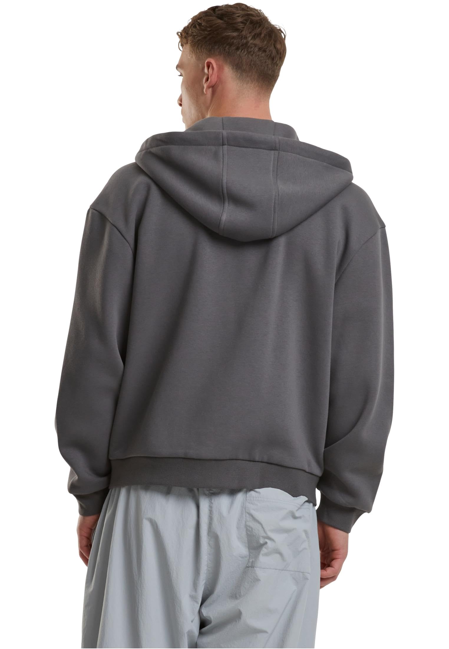 Urban Classics Męska bluza z kapturem Fluffy Zip Hoody, puszysta bluza z kapturem z zamkiem błyskawicznym, bluza z kapturem dla mężczyzn, oversize fit, Magnet, XL