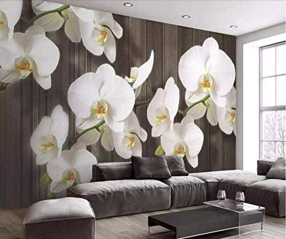 Mariposa Orquídea Grano De Madera Serie Creativa Impresión De Arte Pintura De Pared Cartel De Impresión Hd Mural De Seda Papel Tapiz Fotográfico Papel Tapiz 3D Efecto Mural-250x175 CM