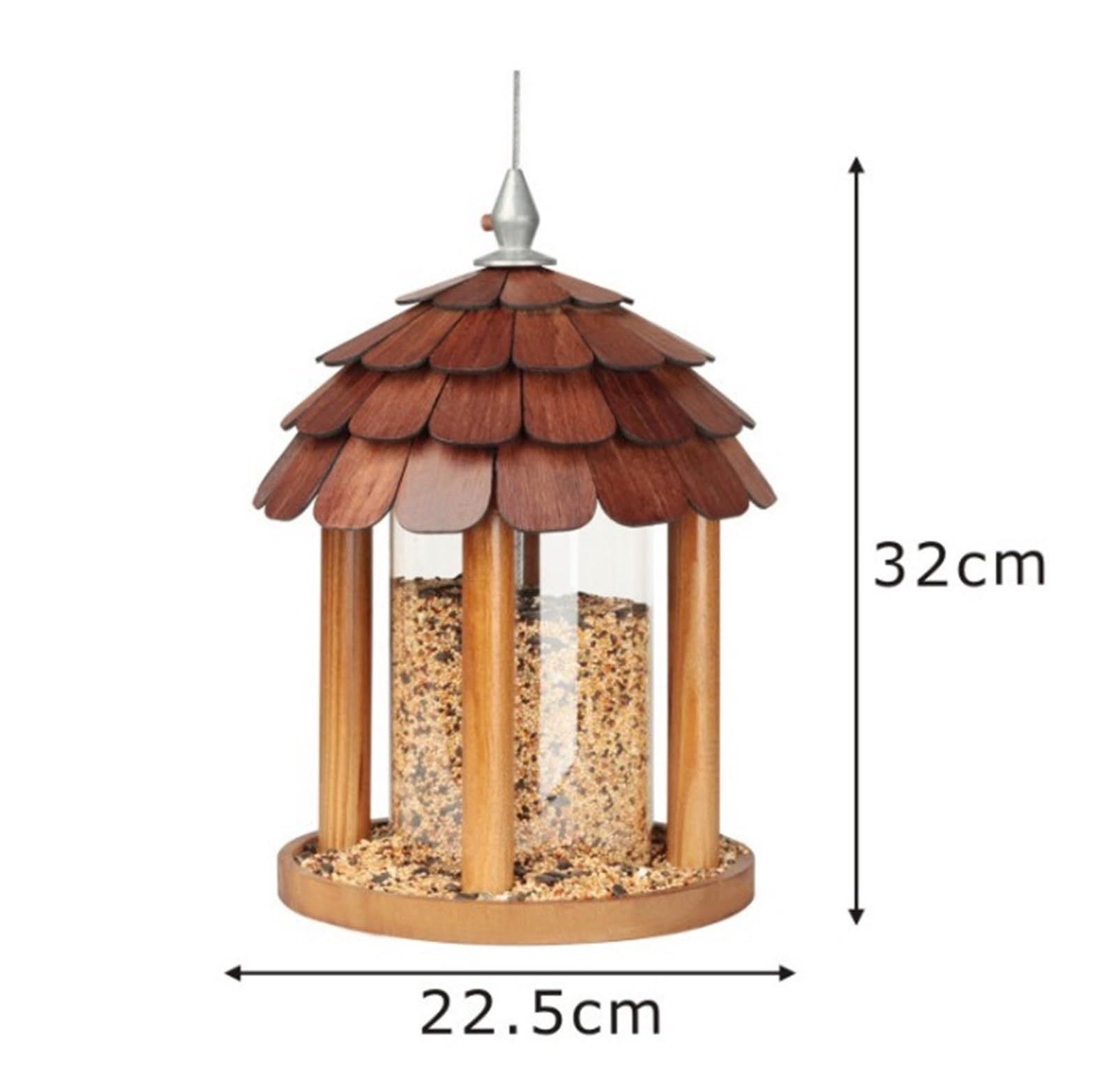 Holz-Vogelfutterstation for den Außenbereich, Vogelbeobachtungs-Fütterungsgerät for Wildvögel, schützt und füttert Vögel im Garten der Villa im Innenhof