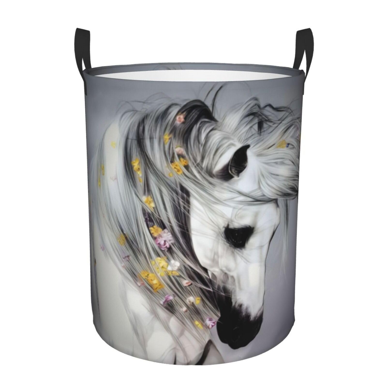 S Circular Hamper – Collapsible Horse Print Laundry Basket
