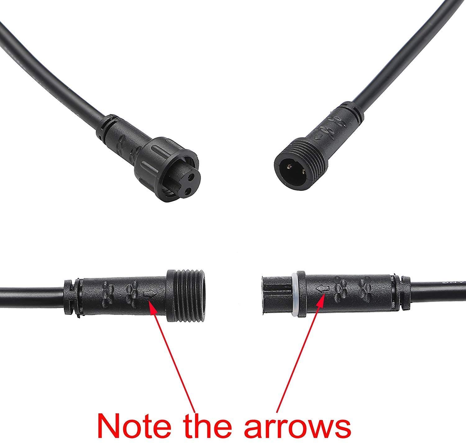 2 Pin Extension Cable for Decking Lights,GEYUEYA Home 1M 2Pin Extension Cable for Single-Color Outdoor LED Decking Lights Warm White - 5 Pack - 5