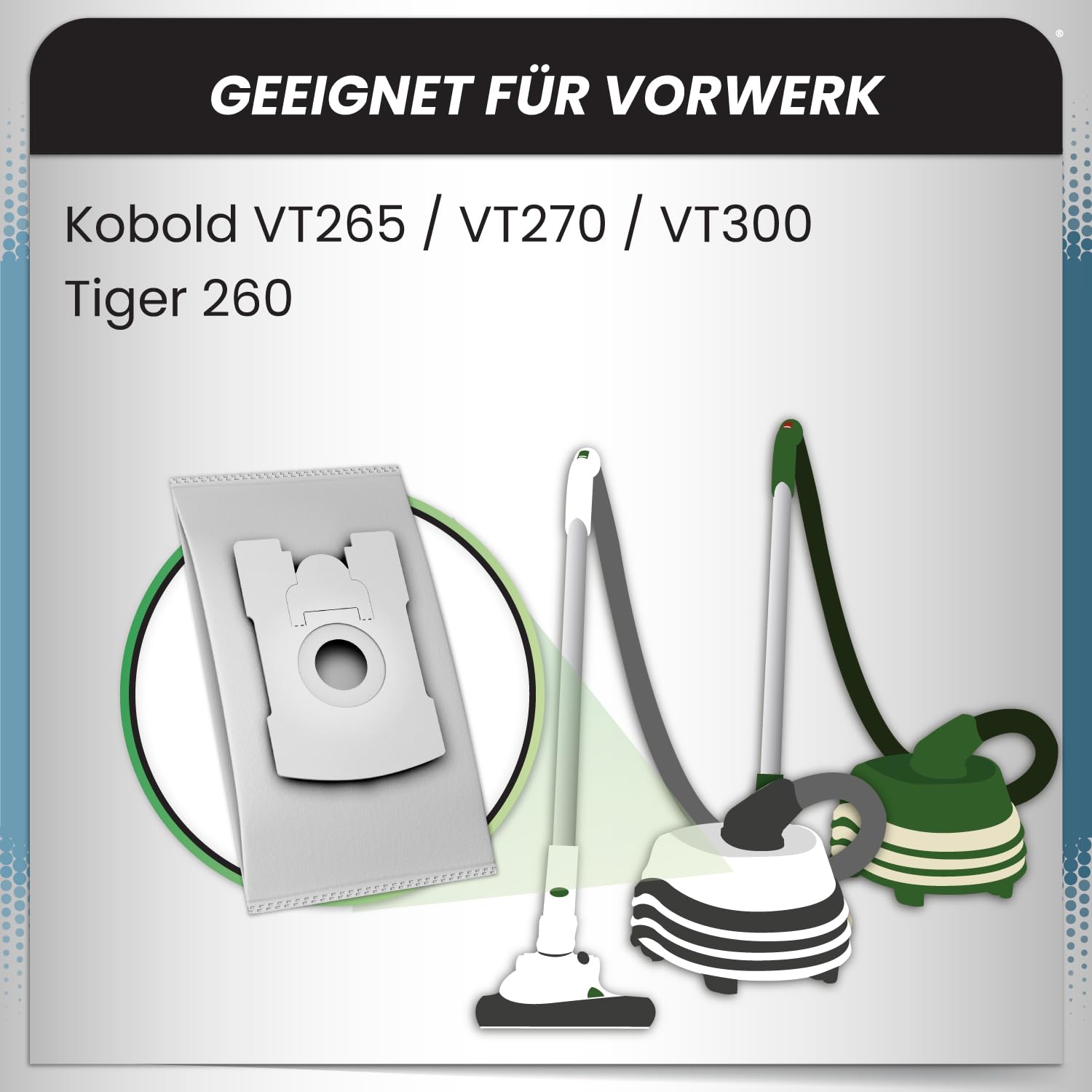 Vhbw 10x Sacchetto Compatibile Con Vorwerk Tiger VT260 Vt265 Vt270 12582838