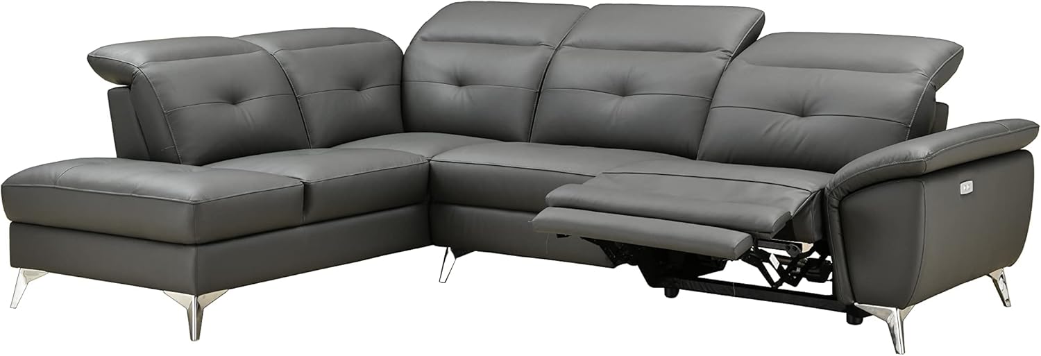 Kabs® Ecksofa Geoff II Schwarze Couch mit motorischer Relaxfunktion