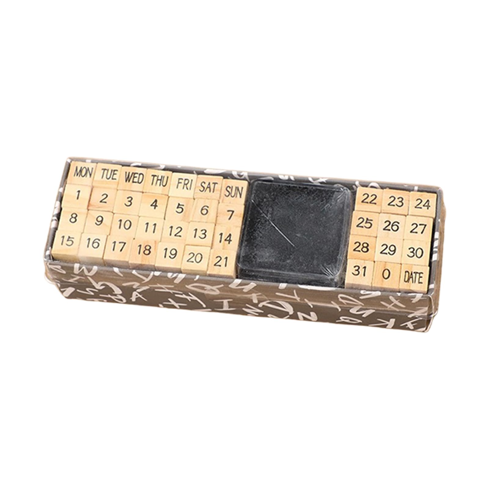 Hsioluted Week Number Wooden Letter Number Stamp Multipurpose Crafting Labeling Stamp Set Includes 40 Stamps And Inks Pad For Document Marking Wooden Letter Number