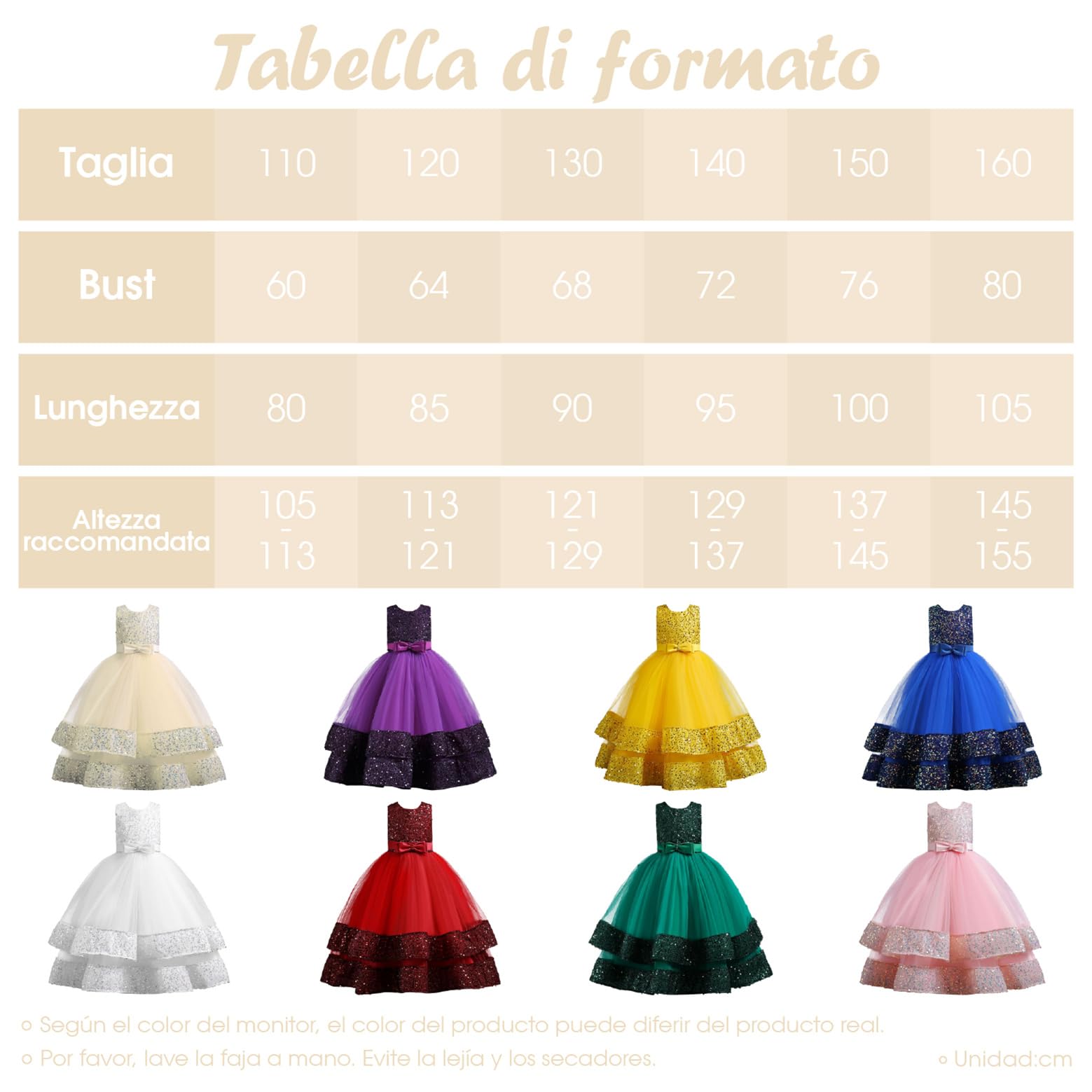 New front Vestito Principessa Bambini Paillettes Tulle Senza Maniche Principessa Abito Tulle Multistrato Natale Vestiti da Festa Formali per Compleanni Matrimoni