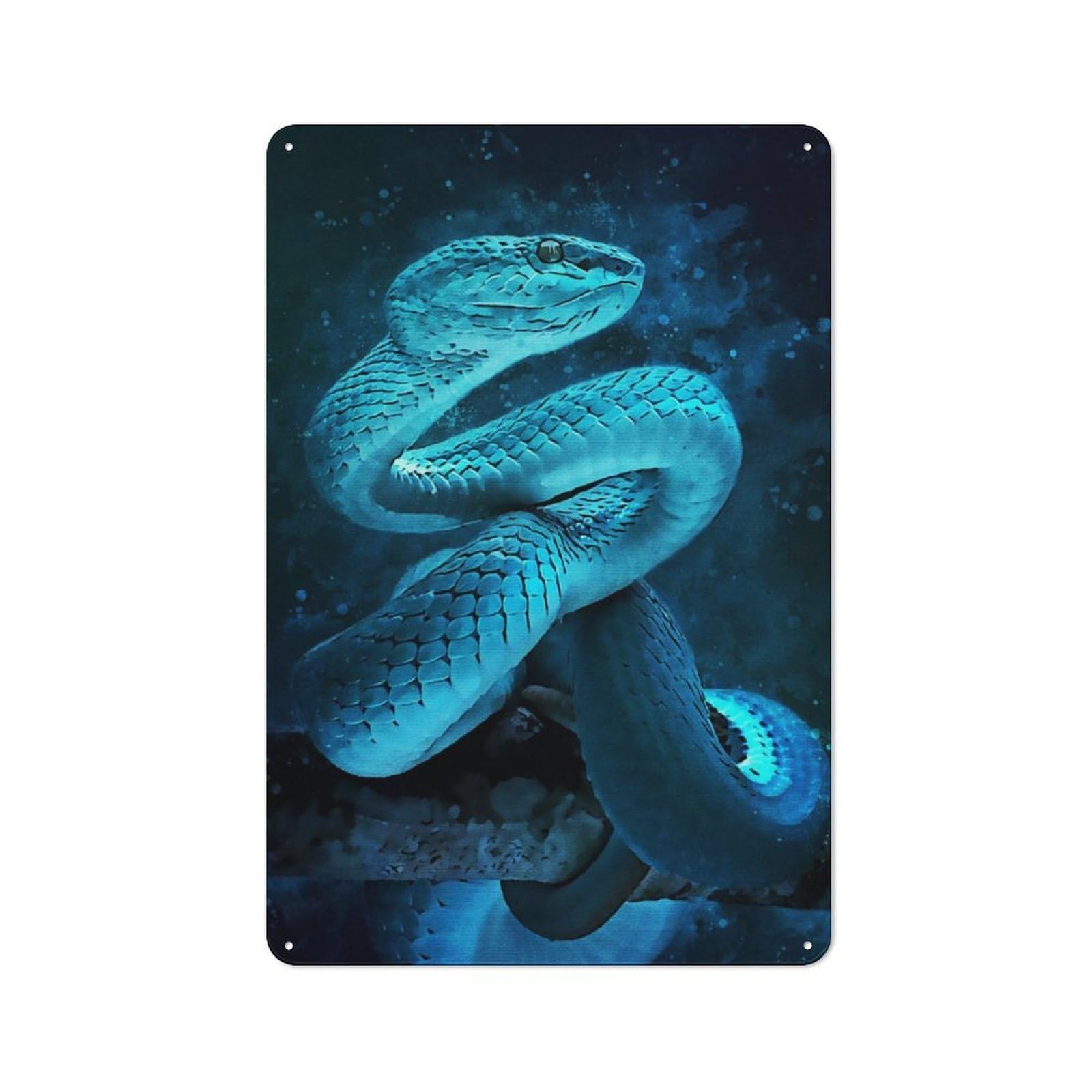 Junmoney Blue Snake Splash Rustic Metal Wall Sign 30X20cm For Café Or Restaurant, Gift Idea At Christmas For Café Owners And Decorators