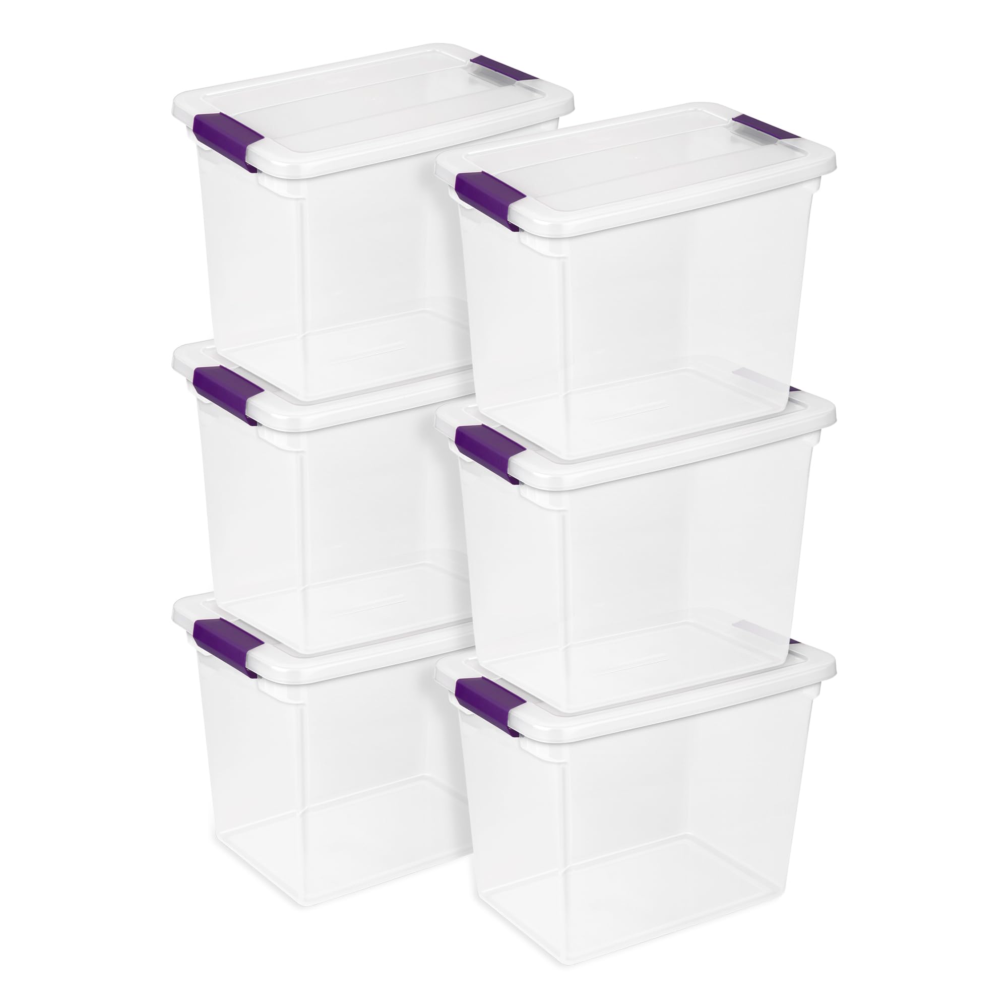 Sterilite 6-Pack 27 Quart ClearView Latch Box, Stackable Organizer Bins with Latching Lids - Clear Plastic Organization Containers for Closet, Bedroom, Shelving Units and Everyday Home Storage