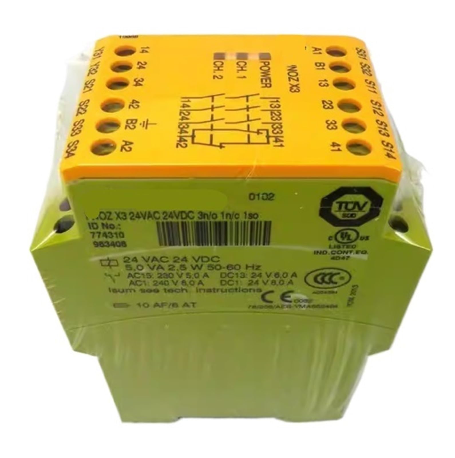 YMUGUEGH 1pcs Relay PNOZX3 24VAC 24VDC 3n O 1n C 1so 774310