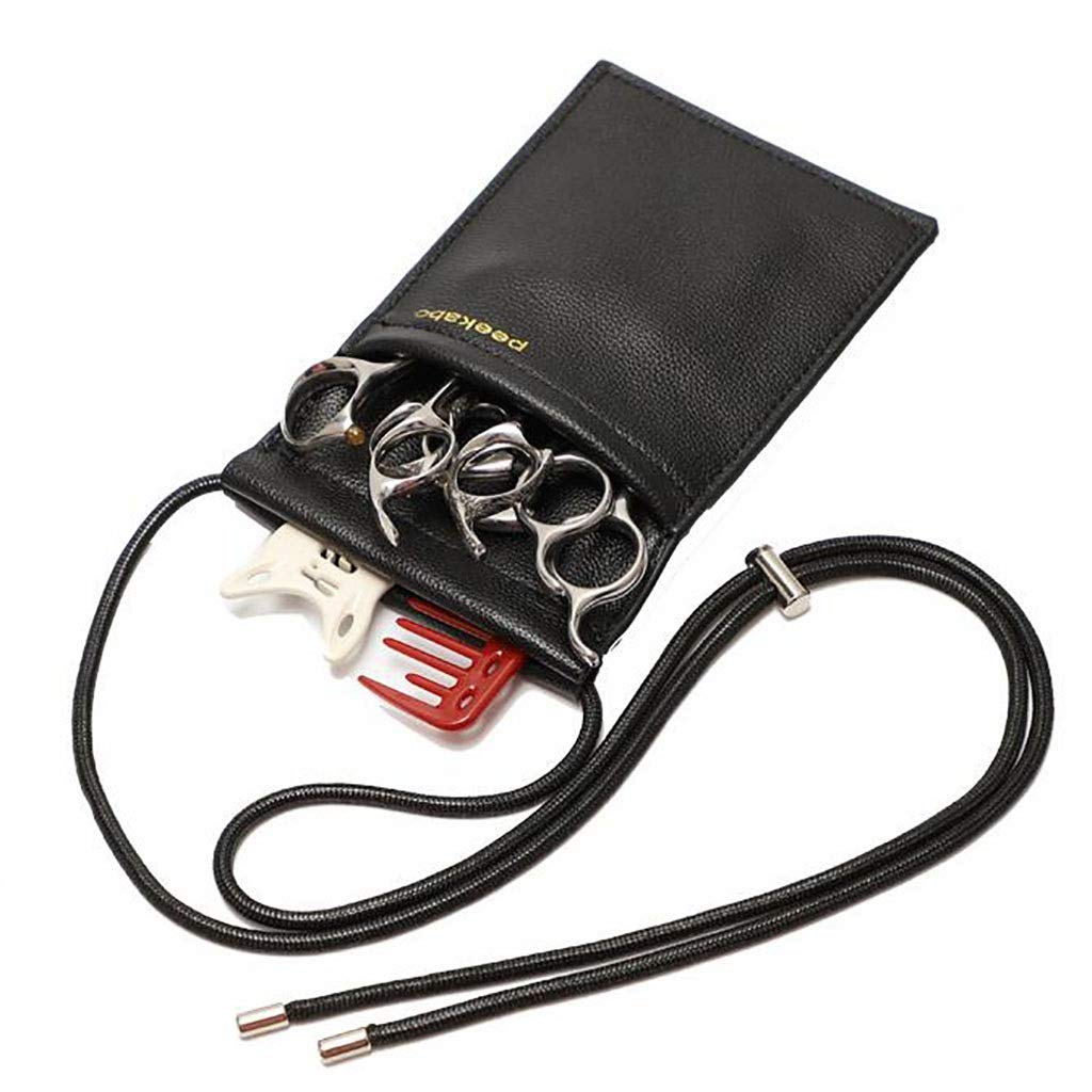 シザーケース本革 ブラック&ホワイト 4丁