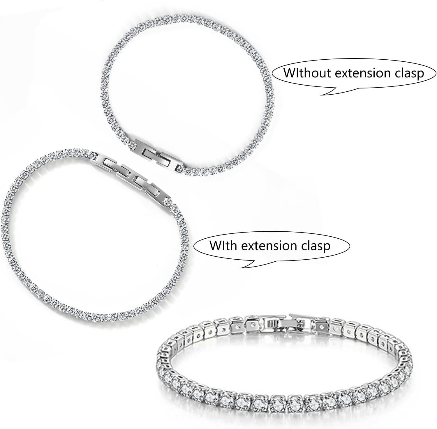SDA Iced Out Diamond Tennis Chain Bracelets Stainless Steel Water Proof Never Fade 3.0mm/4.0mm Round 5A Cubic Zirconia Bracelets for Women and Men - Image 5