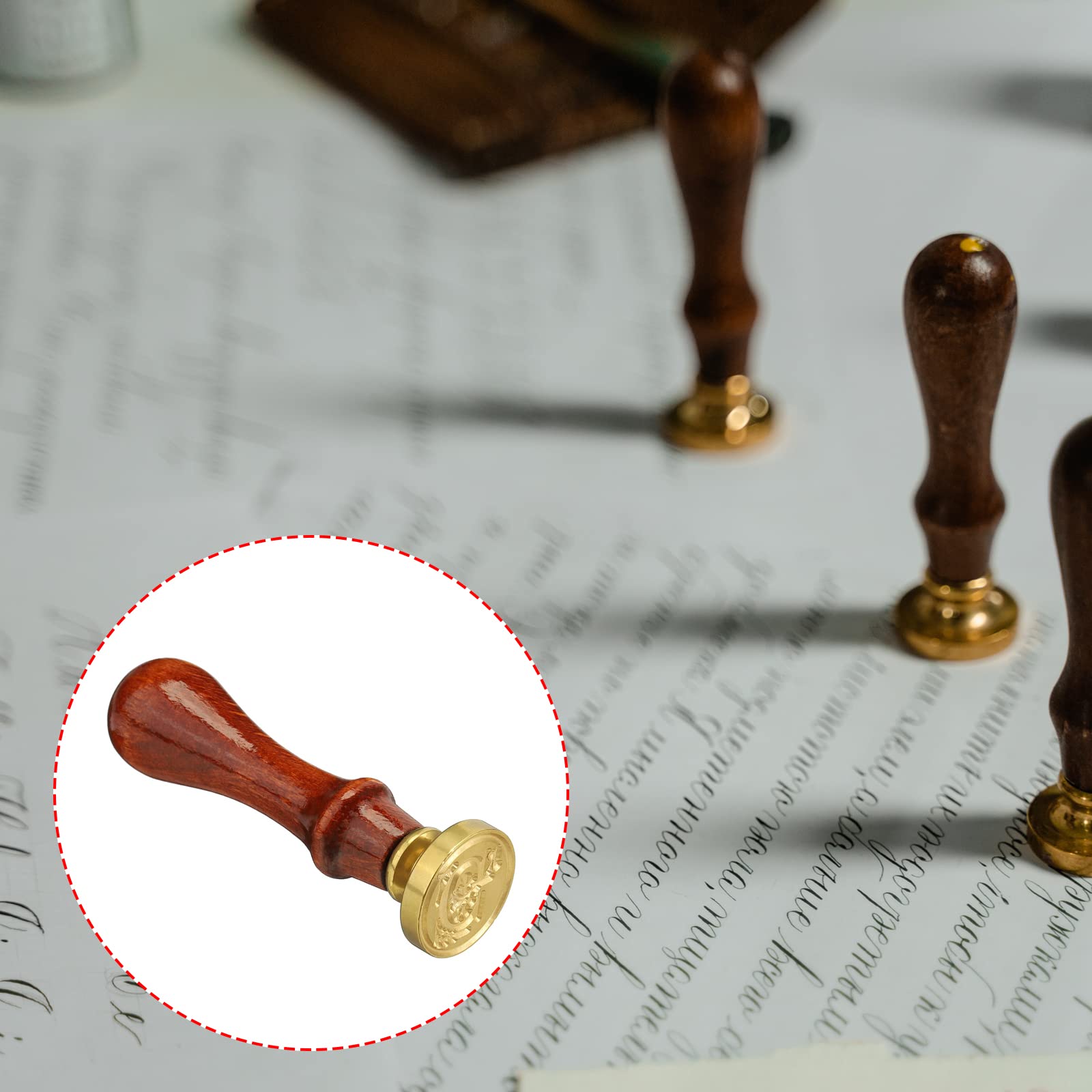 YOKIVE Alphabet Wax Seal Stamp, Letter Stamper with Removable Handle Head Decorate Postcards - Image 4