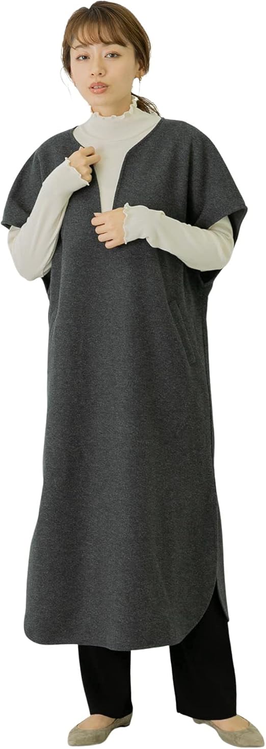 Amazon Co Jp サニーレーベル ワンピース ドレス メルトンジャージカフタンワンピース レディース La17 26c021 チャコール Free 服 ファッション小物