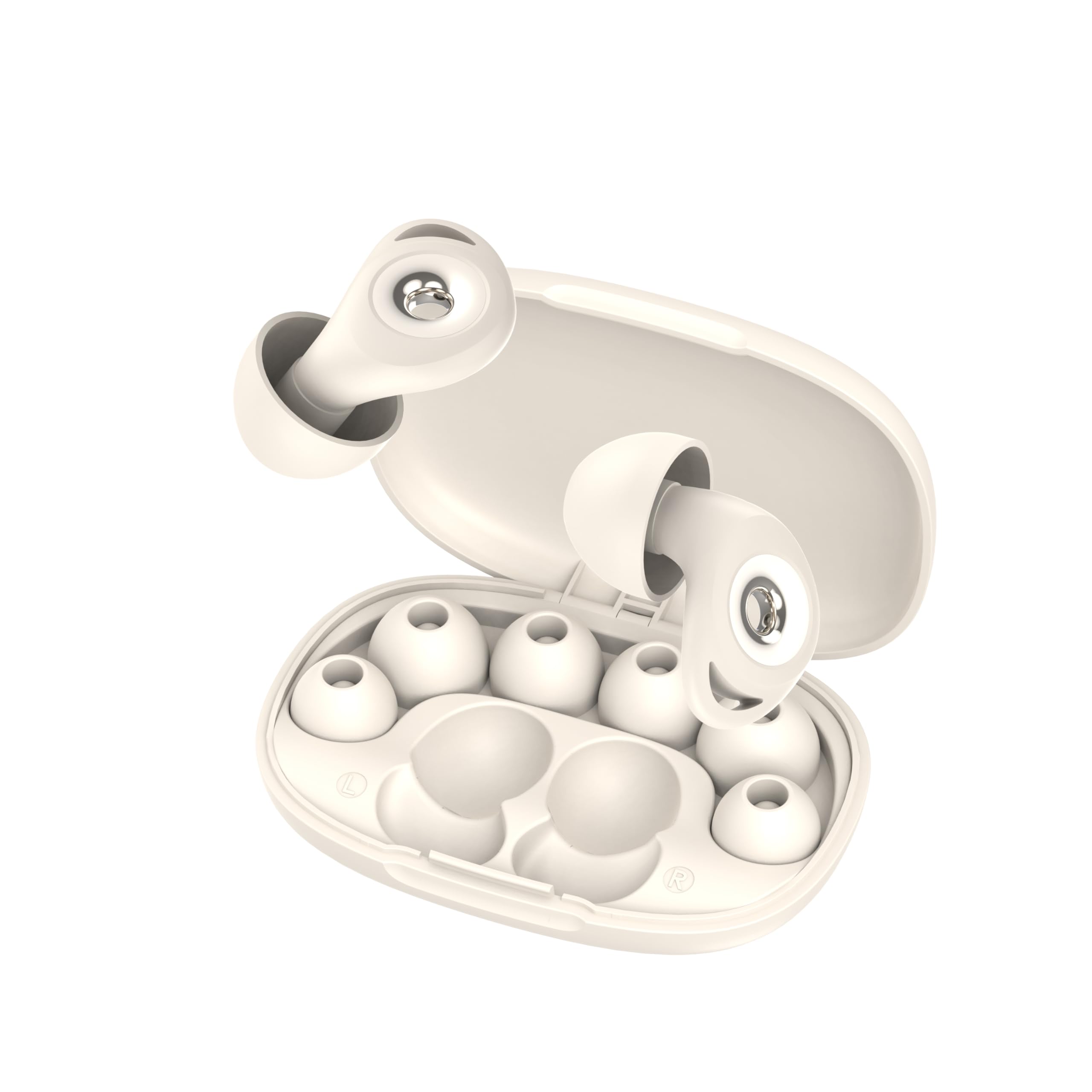 Tappi per le orecchie in silicone antirumore per dormire 32dB | lavabile, riutilizzabile, 4 taglie XS/S/M/L, custodia inclusa, per dormire, russamento, viaggio, concerto, Bianco titanio