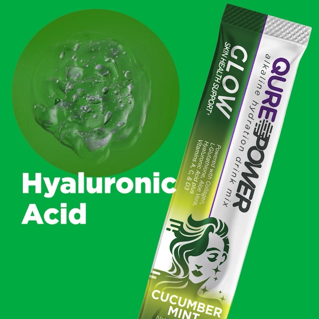 Amazon.com : Qure Skin Glow: Alkaline Hydration Mix w/Collagen, L- Glutathione, Hyaluronic Acid - Daily Skin & Joint Support Drink Mix - Light  Cucumber Mint (1) : Health & Household