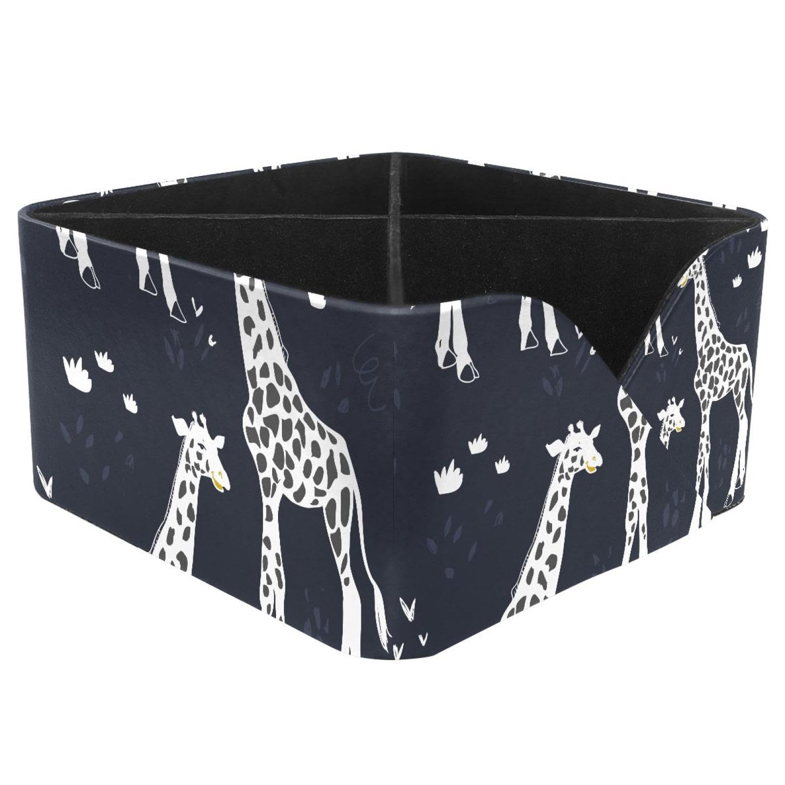 KengjuTesu Animals Giraffe Art Pattern Desktop Organizer Pen Holder, Rectangular Pencil Cup for Office, Study and Makeup Stations