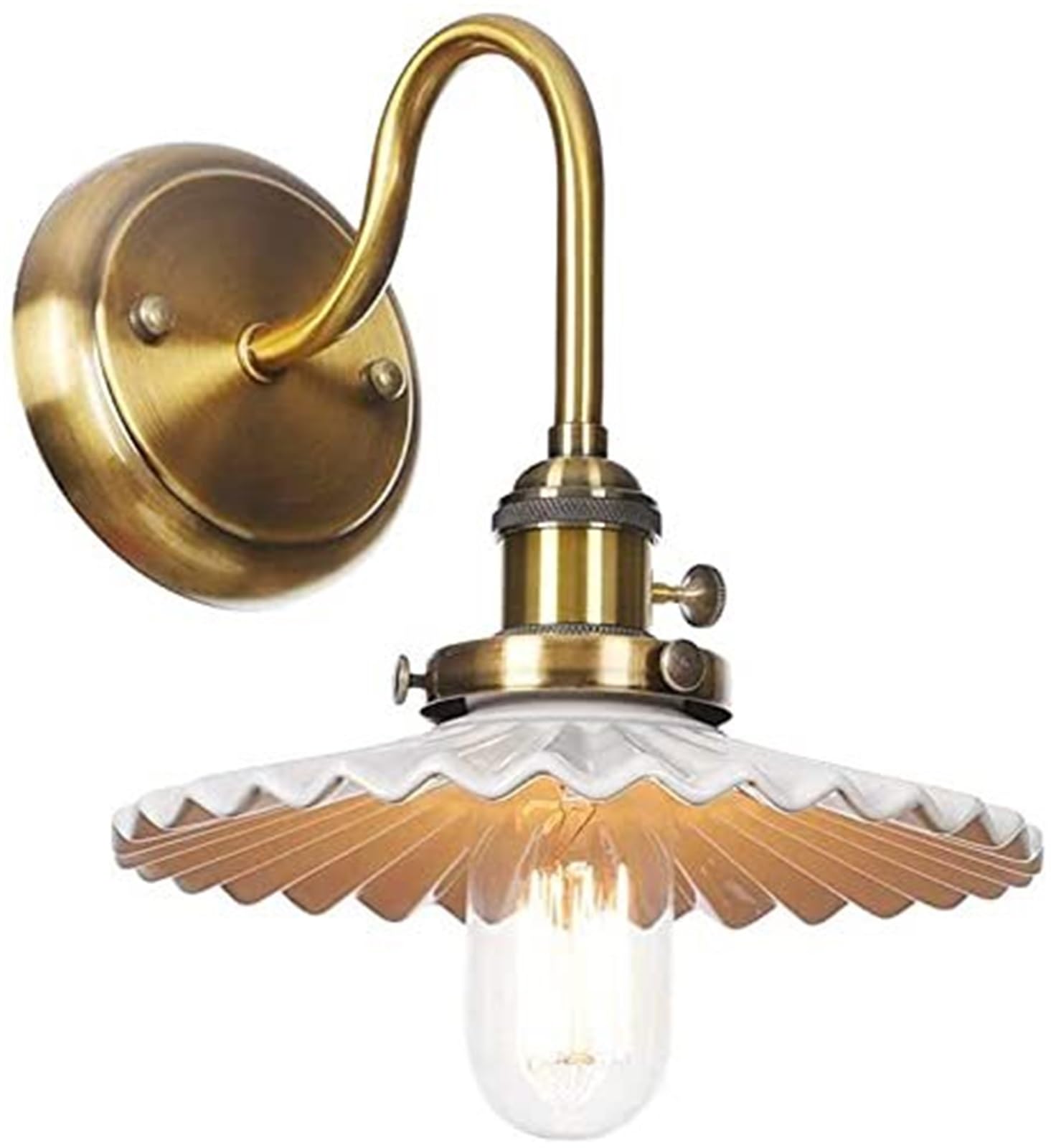 KHUKHU Wall Lamps, Nordic Sconce Light with On/Off Switch, Ceramics Shade Reading Wall Light Fixture for Living Room Bedroom Bedside