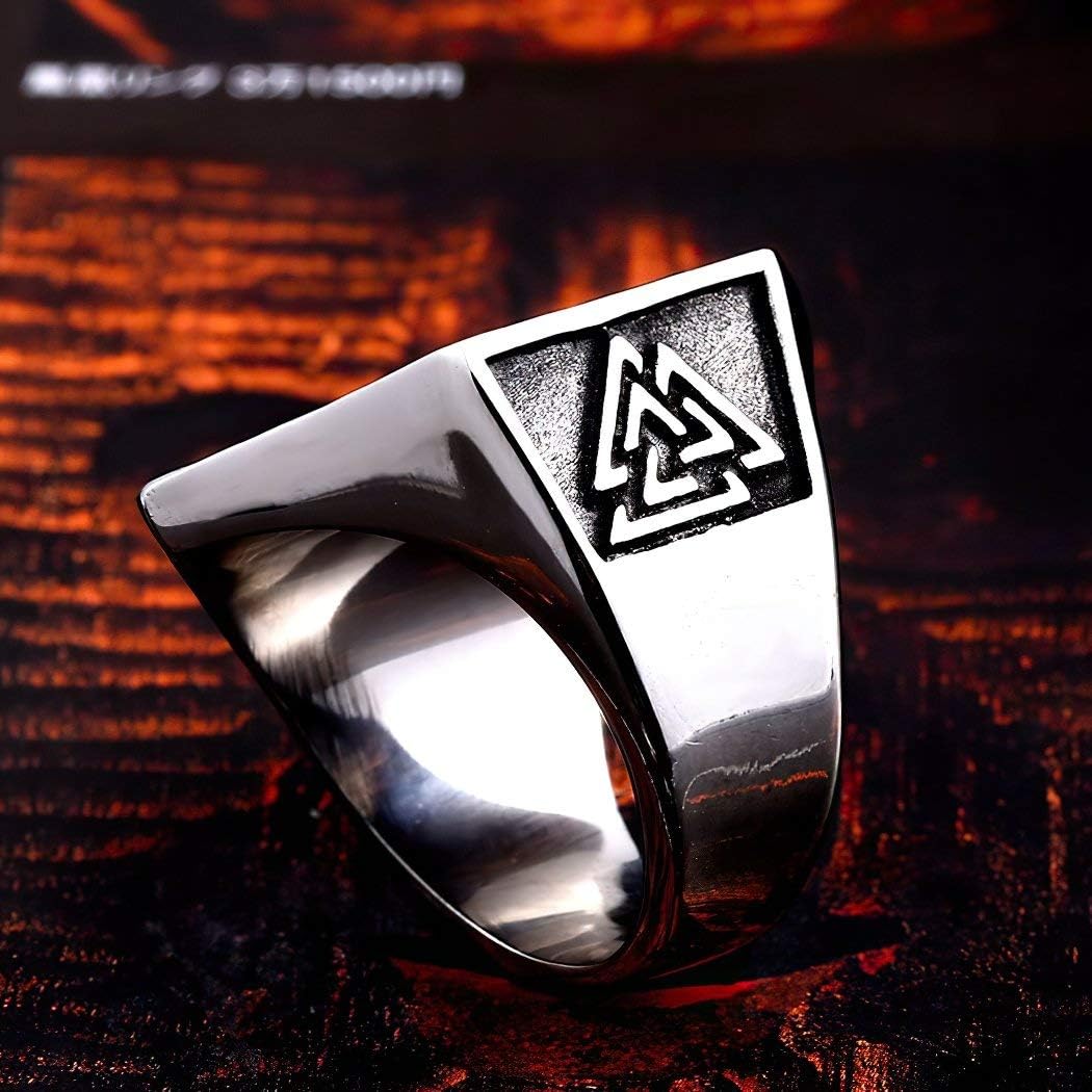 Stainless Steel Viking Runic Compass Vegivisir Ring for Men Women, Norse Pagan Jewelry Ring - Image 3