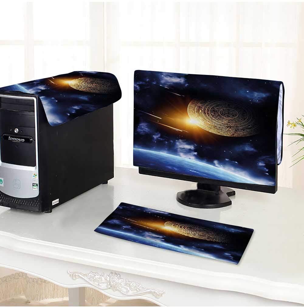 Leighhome dust Cover for Computer 3 Pieces Calendar with Outer Space Background with Earth Mystical Astral Meteor Suit Computer dust Cover /28"