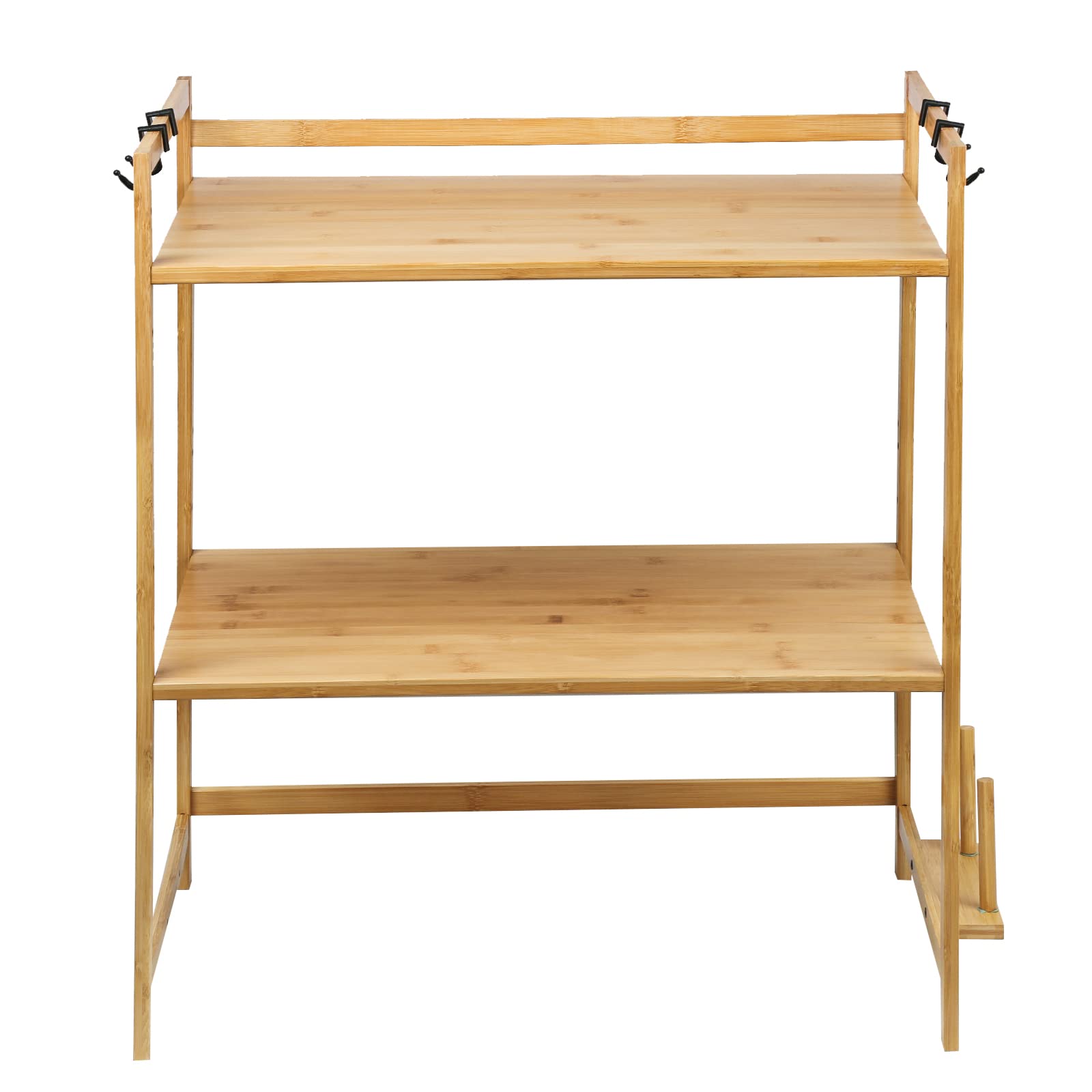 Scaffale Microonde In Bambù - 3 Livelli, Estensibile, Con Ganci, Risparmio Spazio Cucina - Foto 2