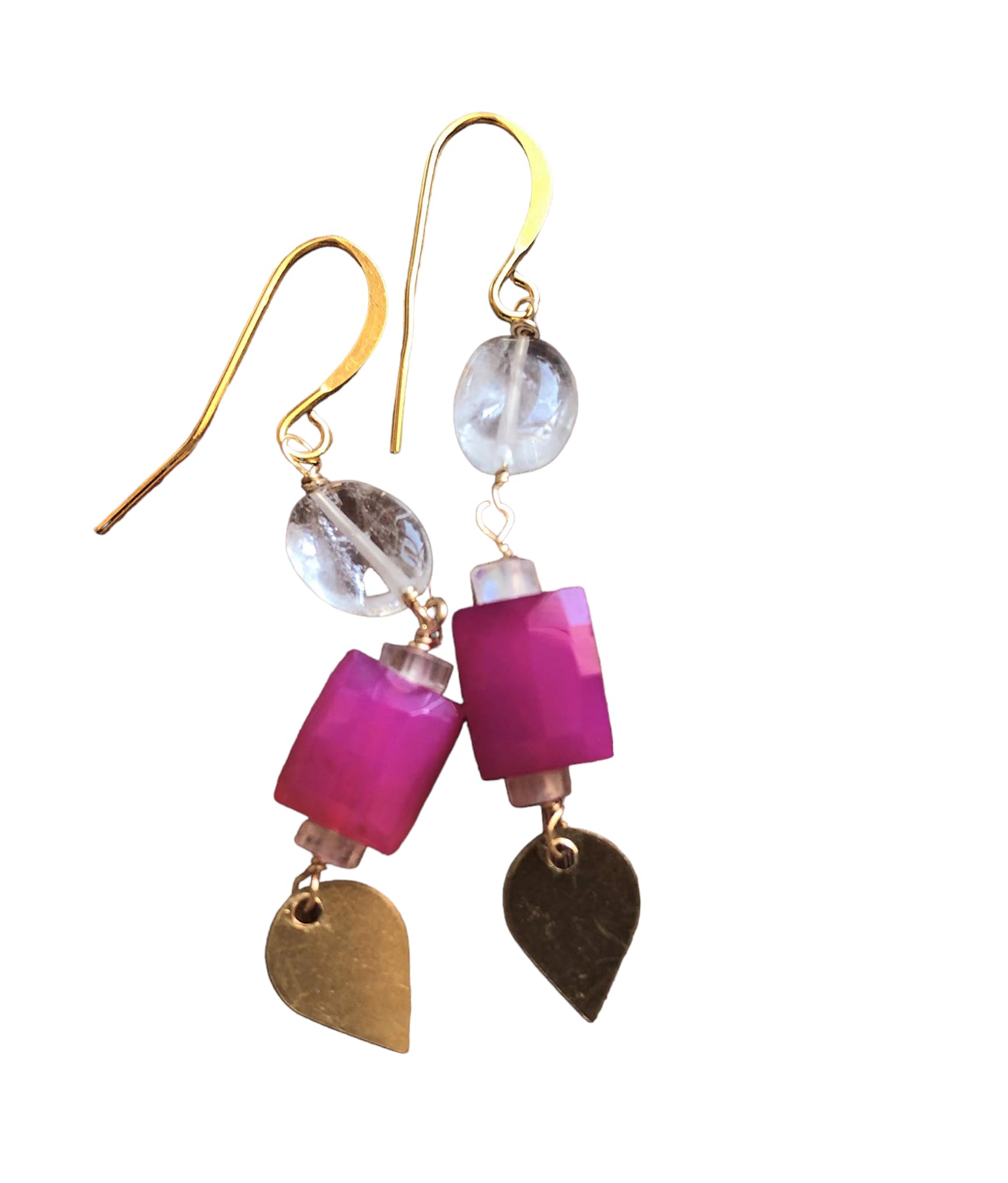 Hot Pink Earrings, Long Earrings, Statement Earrings, Gift Earrings, Modern Earrings, Aquamarine Earrings