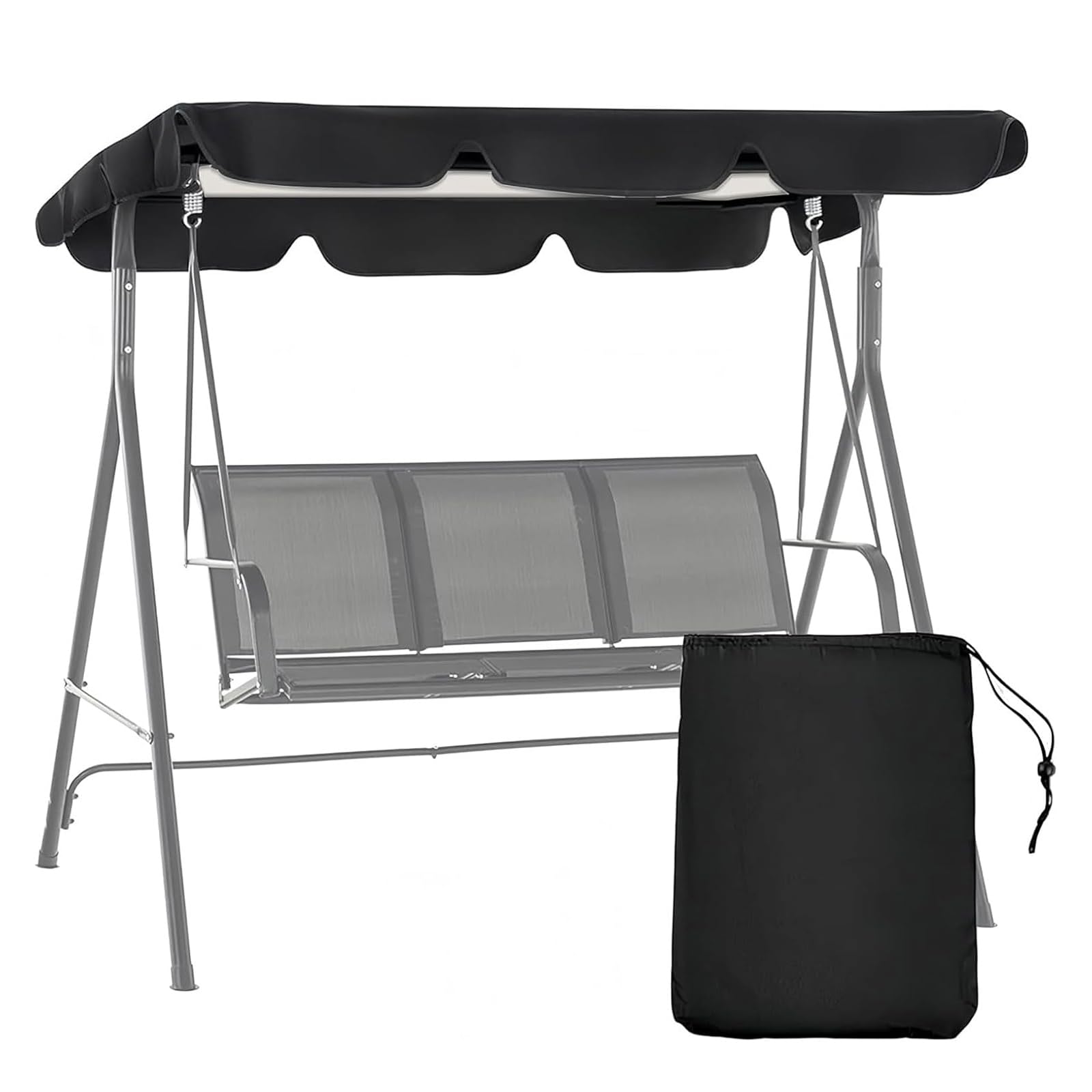 Patio Swing Canopy Replacement Top, 65x45/75x45/78x47/85x45 Outdoor 2/3 Seater Porch Swing Canopy Cover, Reinforced Edges Rip Proof UV Block Sun Shade 420D Waterproof for Garden Yard Park Seat (75×52)