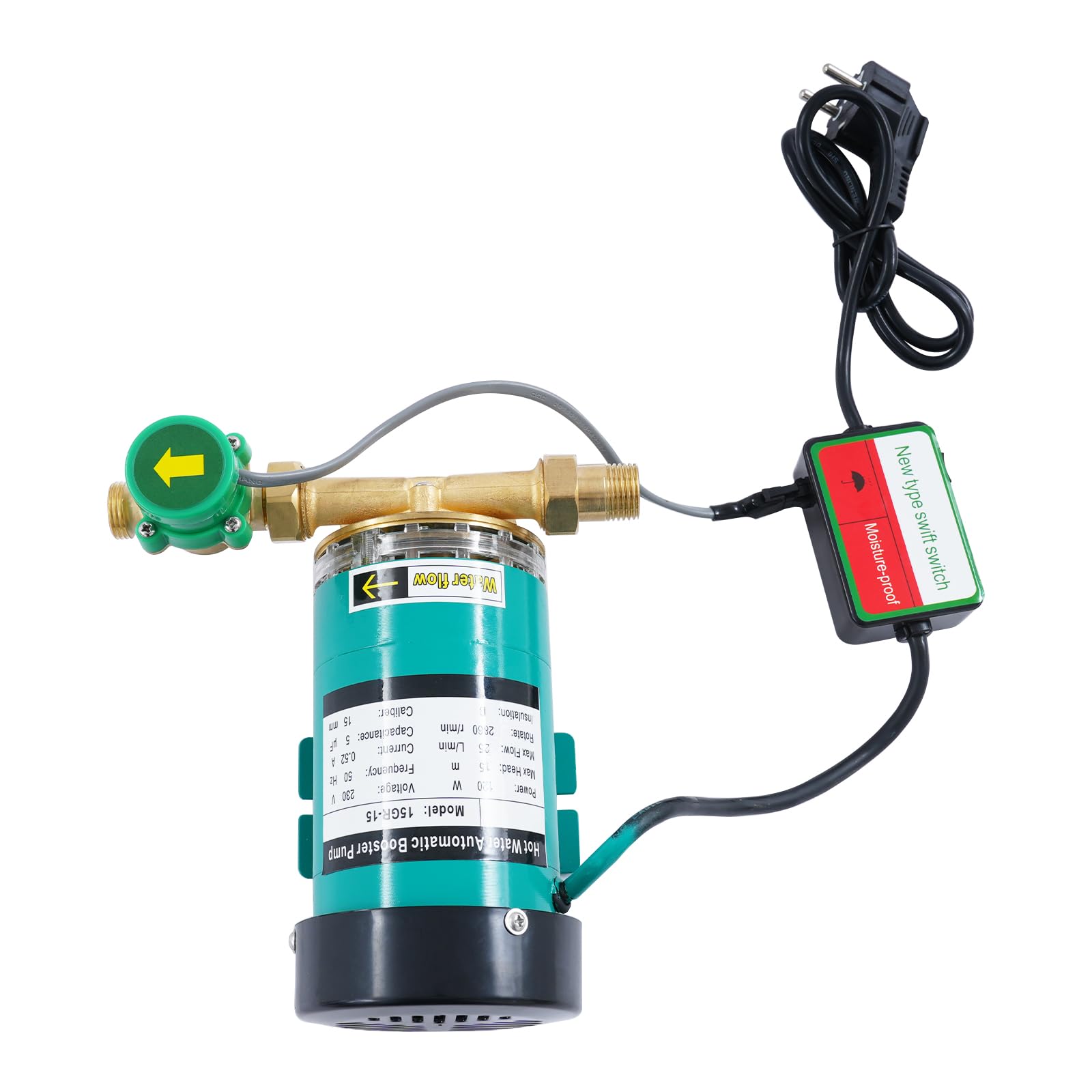 Pompa per acqua booster 120 W, 25 l/min, pompa automatica di aumento della pressione per la doccia, con interruttore di flusso dell'acqua, per casa, cucina, bagno, irrigazione