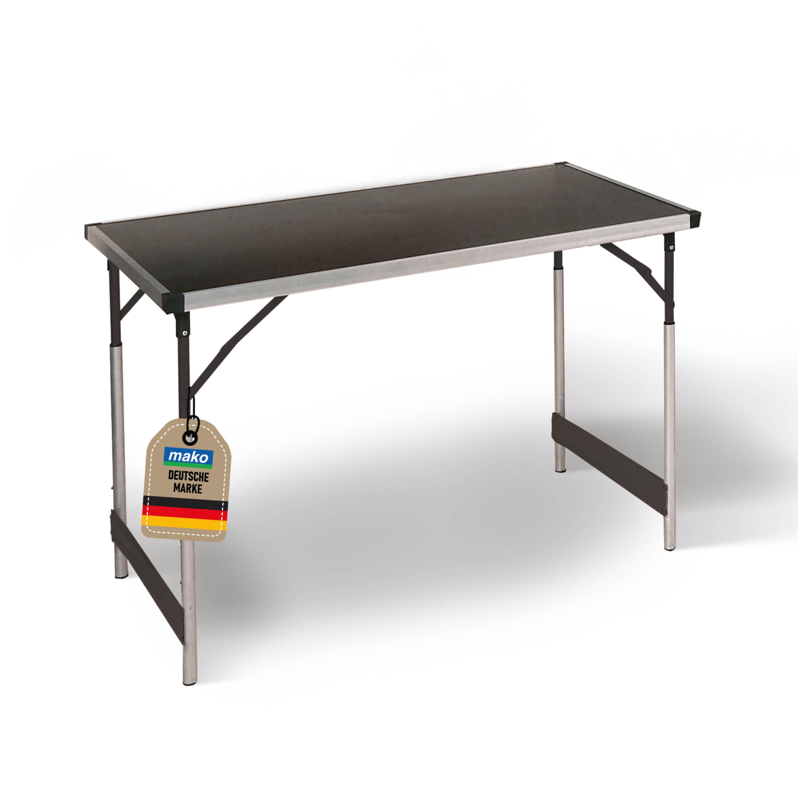 mako Multifunktionstisch Profi – Höhenverstellbarer Mehrzwecktisch 60 x 100 cm - Campingtisch, Klapptisch Markttisch, Beistelltisch zum Campen, im Garten oder für Festivals und Märkte
