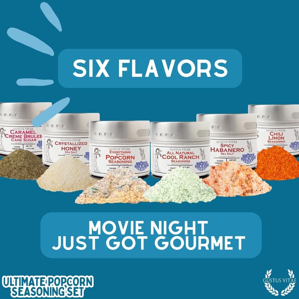 Ultimate Popcorn Seasoning Set - Six Pack | Authentic Small Batch Seasoning Mixes | 6 Gourmet All Natural Spice Blends - Popcorn Is Just The Beginning | Hand Packed, Non GMO | Sustainably Sourced, Made in USA | Artisanal Spice Blends, Marinades, and Rubs | Gustus Vitae | #891 - Image 5