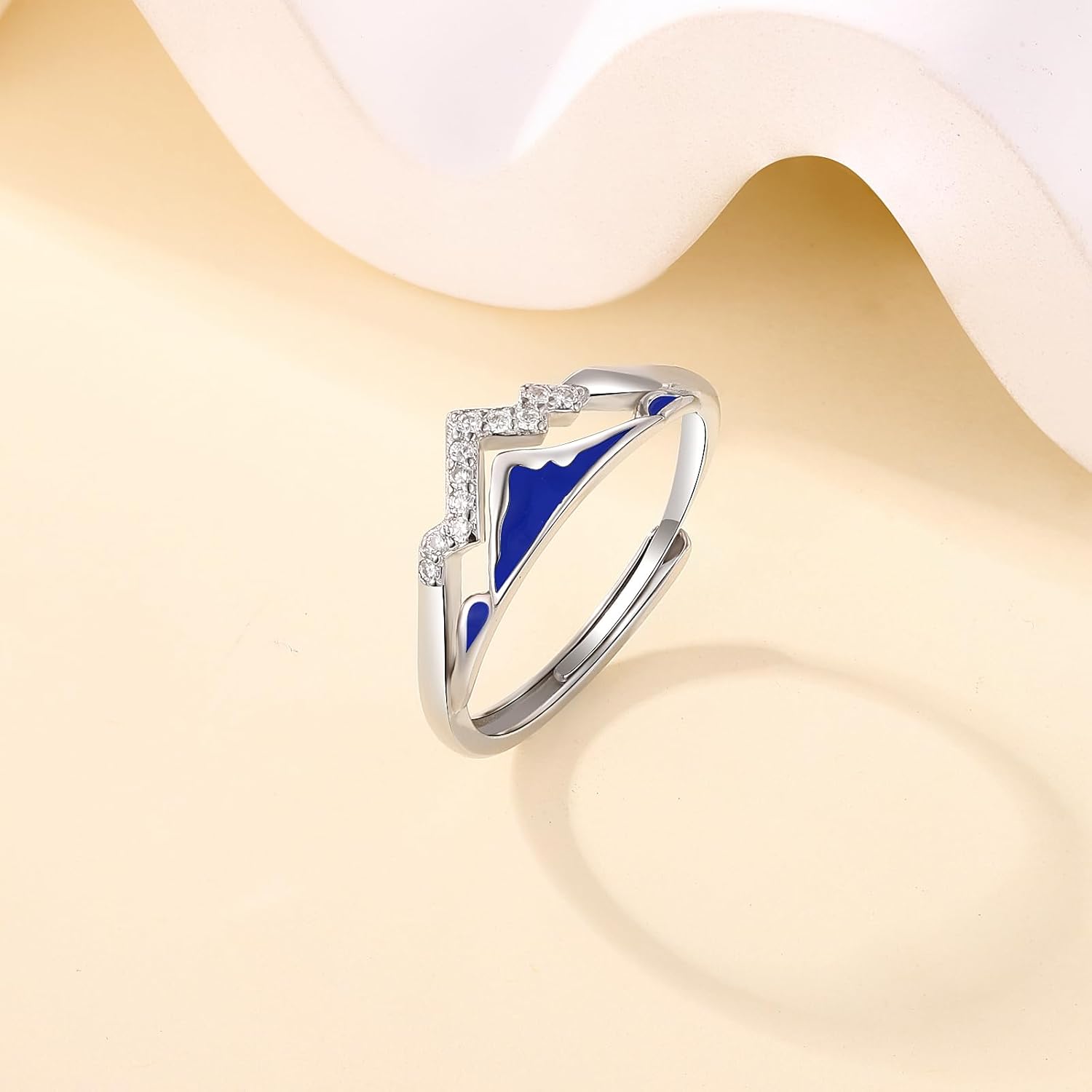 Mountain Range Ring for Women - 925 Sterling Silver Adjustable Hollow Mountain Range Peak Silver Hill Ring Mountain Travel Jewelry Gifts for Climber - Image 2