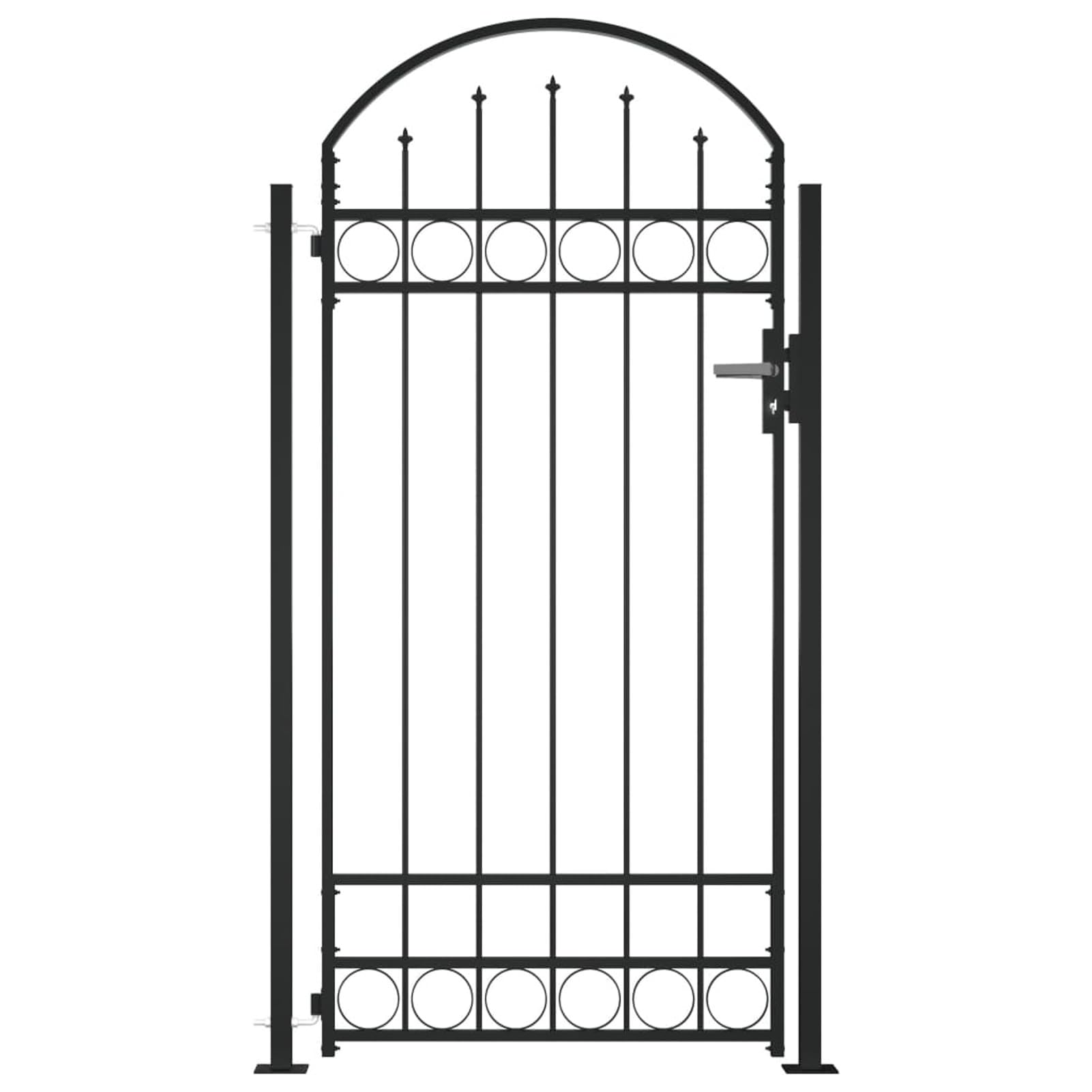 Portail de jardin en arc haut de gamme noir 105x204 cm avec poteaux robustes