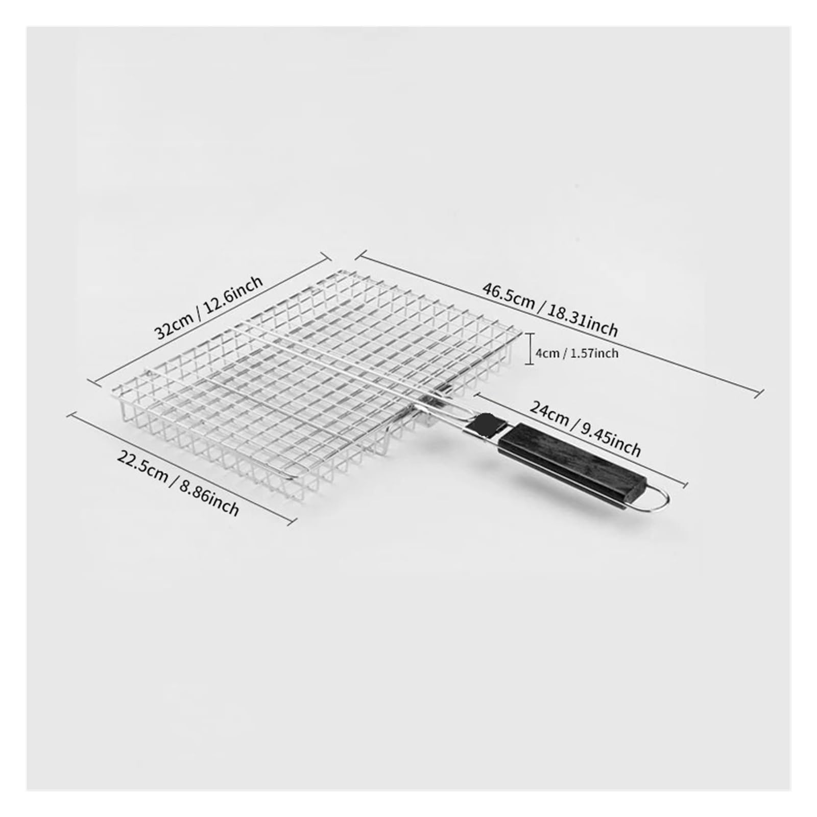 Cesta for parrilla de pescado y barbacoa, Compatible con exteriores, verduras acero inoxidable mango desmontable plegable, 1 ud