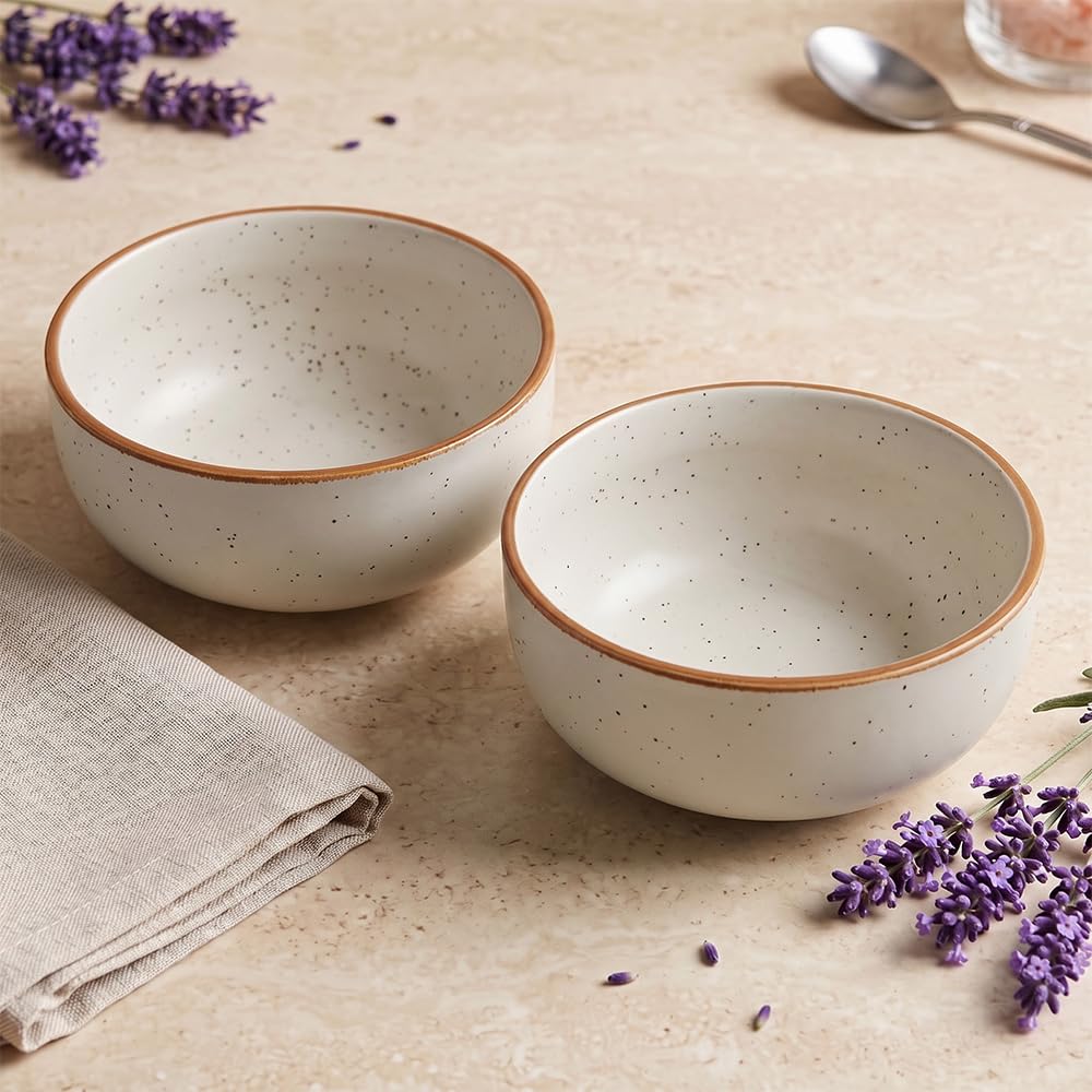 U.P.C. Premium Ceramic Bowls Set of 2-500ML| Stylish Serving Bowls for Soup, Salad, Cereal, Rice & Snacks | Microwave & Dishwasher Safe | Durable Kitchen Dinnerware for Everyday Use (White)-image-31
