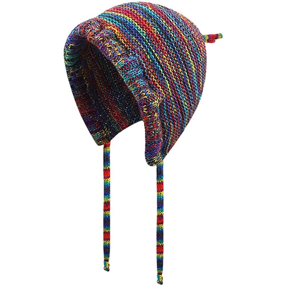 Casiler Women's As Shown Crochet Ear Protection Beanie Hat Autumn Winter Warm Street Knitted Bomber Hat Colored Beanie Hat