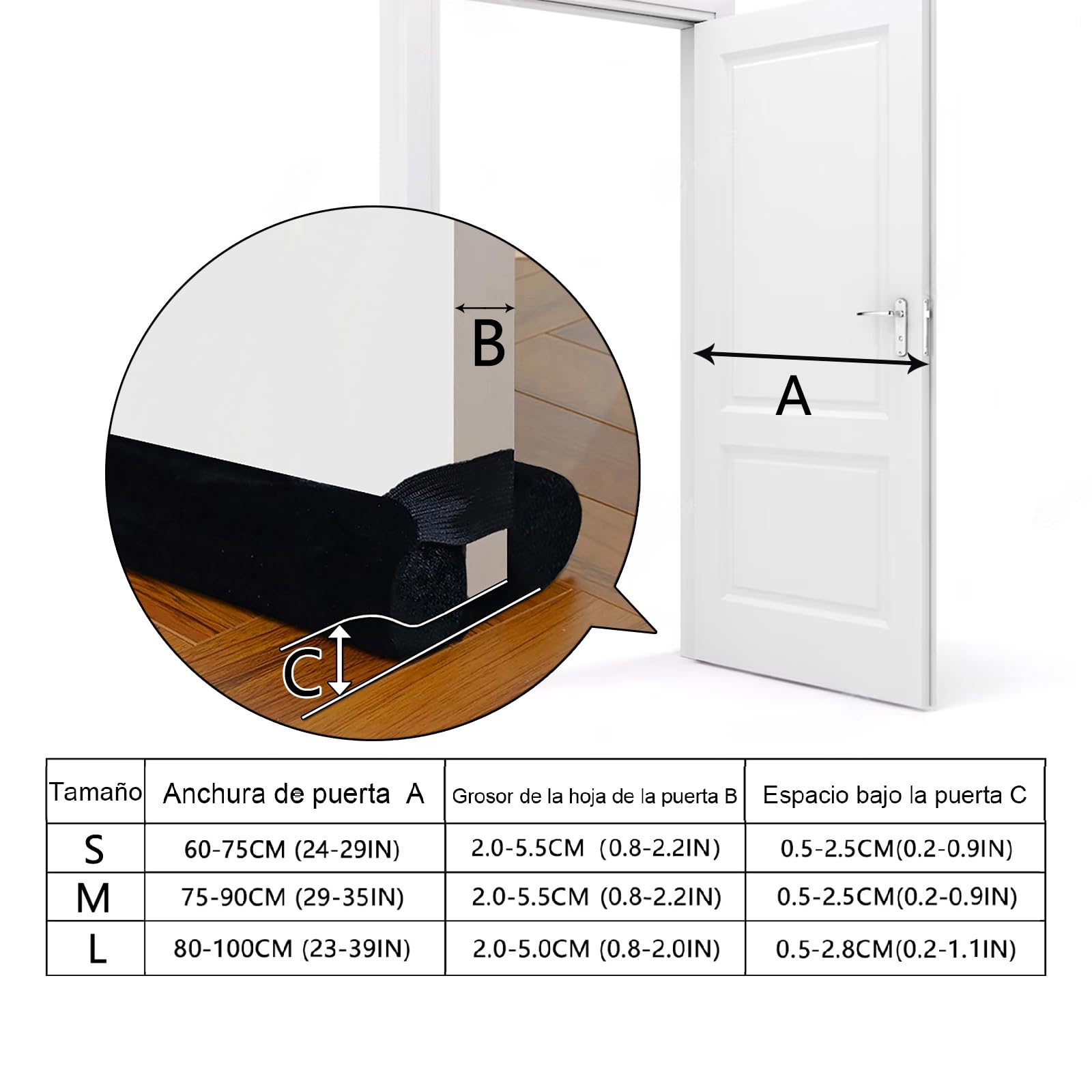 BKSAI Burlete para Puerta sin Adhesivo, 60-75 cm para Puerta de casa, Ducha, baño, balcón, Cortavientos