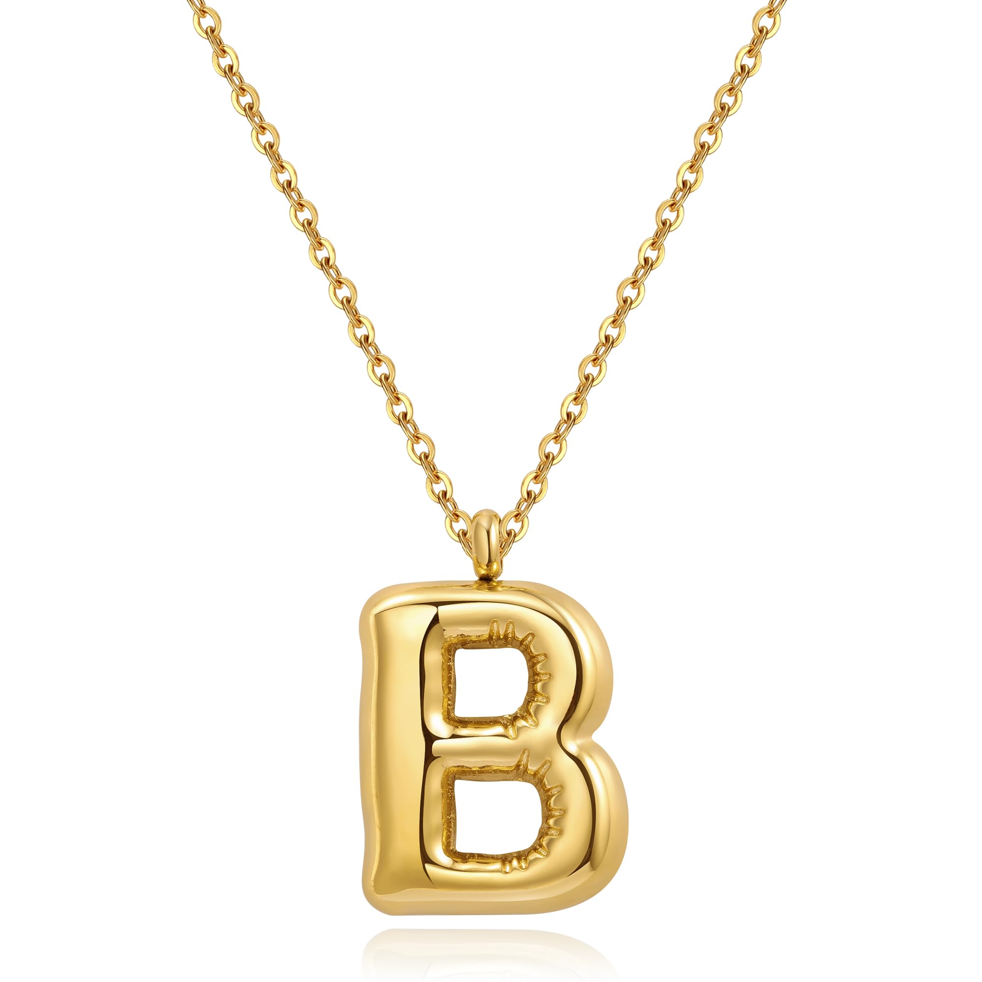YeGieonrInitial Necklaces for Women, Dainty Gold Necklace with Bubble Letter, Stainless Steel Necklace with 18k Gold Plated, Jewelry Gifts for Women, Valentine’s Day