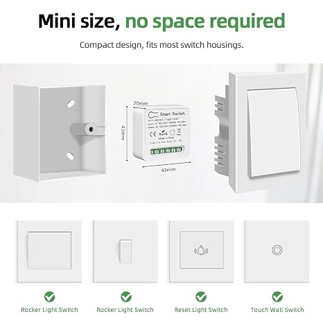 100V-240V Mini WiFi Smart Light Switch, White