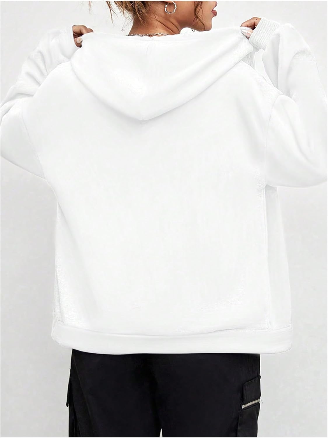 SHENHE Women's Fleece Zip Up Hoodie Long Sleeve Casual Loose Hooded Jacket with Pockets - Image 2