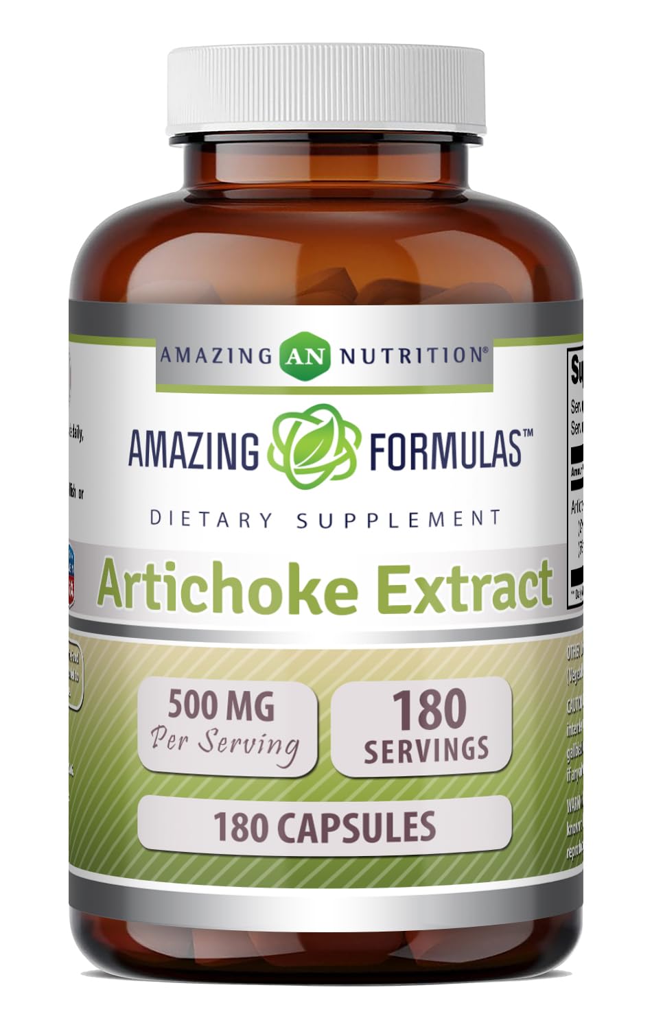 Amazing Formulas Artichoke Extract Supplement | 500 Mg | 180 Capsules | Cynara Scolymus Leaf | Non-GMO | Gluten Free | Made in USA Unflavoured 180 Count (Pack of 1)