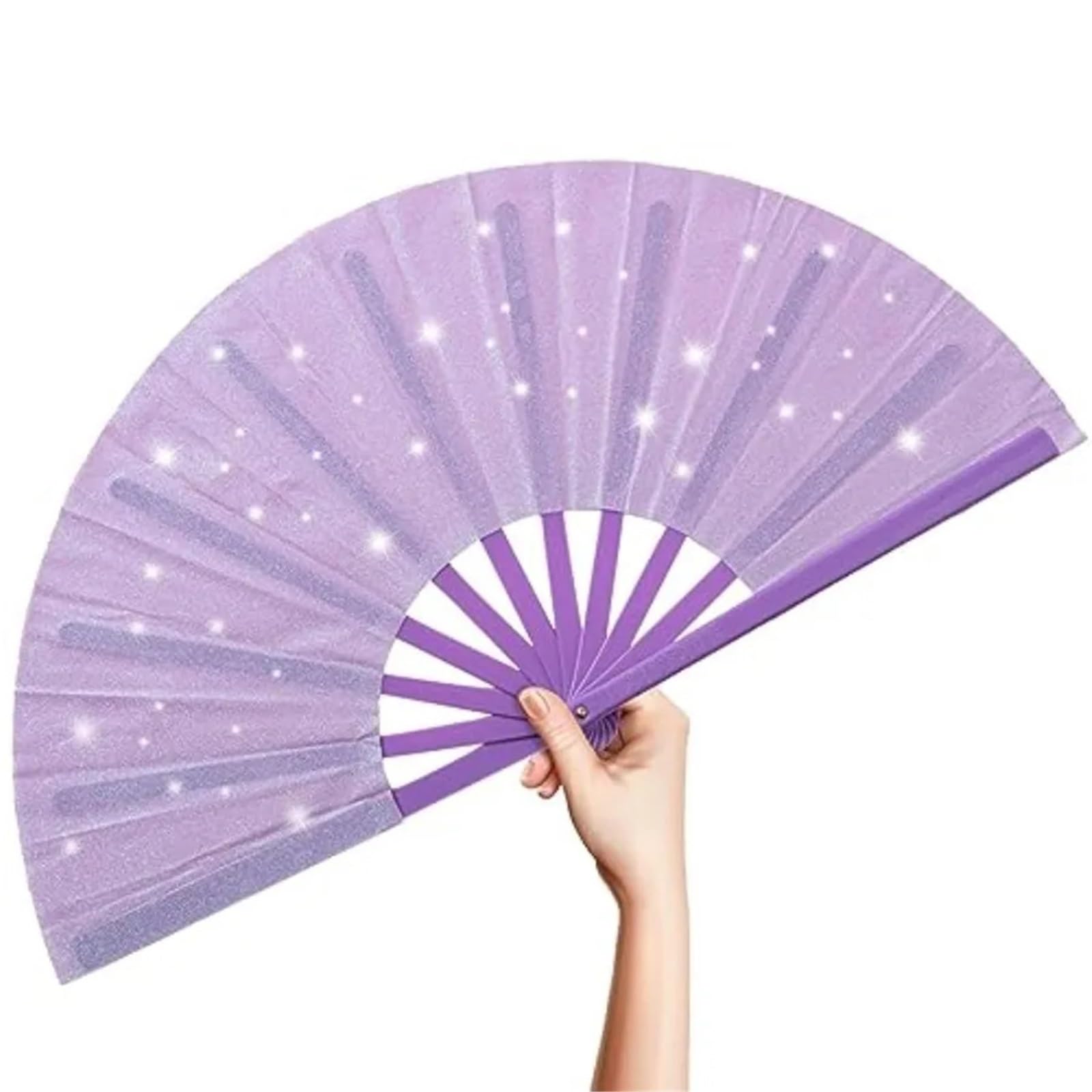 WLIHDB 3Pcs Glitter Large Rave Folding Hand Fan - 13'' Foldable Clack For Festivals,Club, Dancing for Summer(Color3)