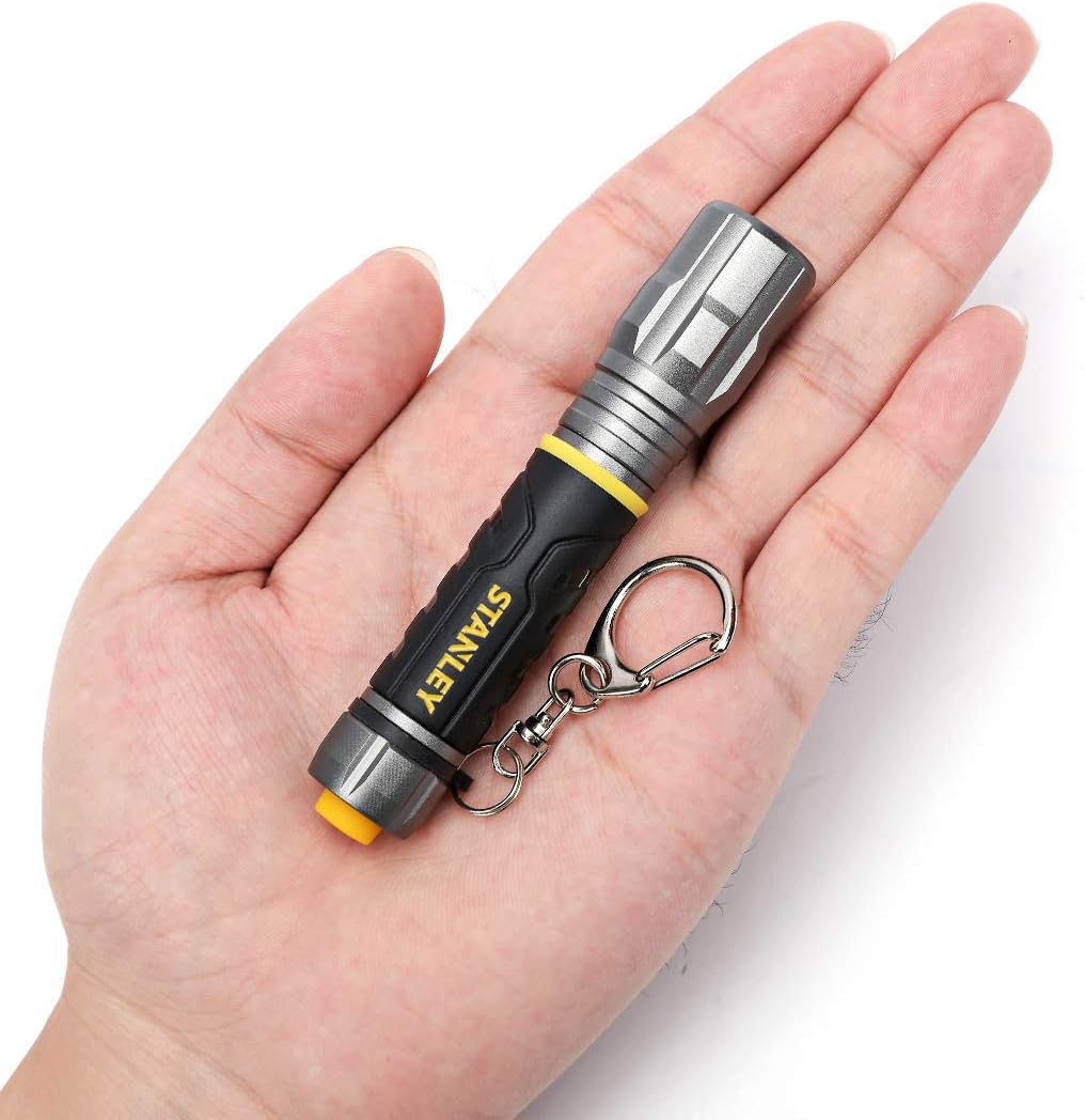 STANLEY Keychain Flashlight, Mini Torch Light Penlight, 1AAA Battery Included, Black