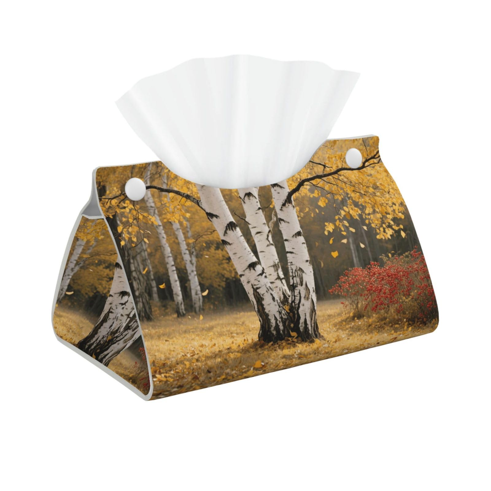 Pu Leather Tissue Box Cover, Birch Tree Rectangle Tissue Case Covers Decorative Tissue Box Holder Waterproof Tissue Holder Organizer for Bathroom Home Office