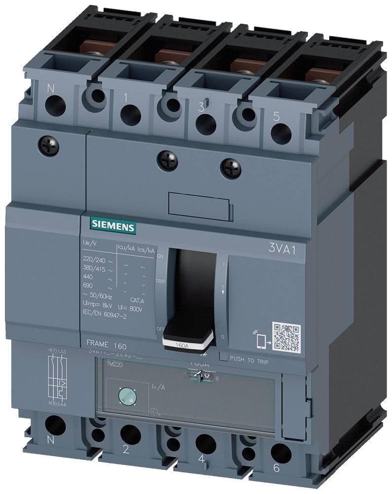 Siemens sentron-3va – Commutateur Frame 160 36 kA 4 pôles tM220 100 A Vis