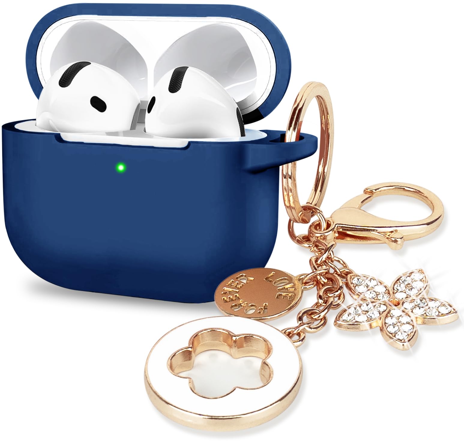 Coque VOTILE Pour AirPods 4 (2024) – Silicone Souple, Porte-clés Trèfle Brillant, Outil Nettoyage Inclus