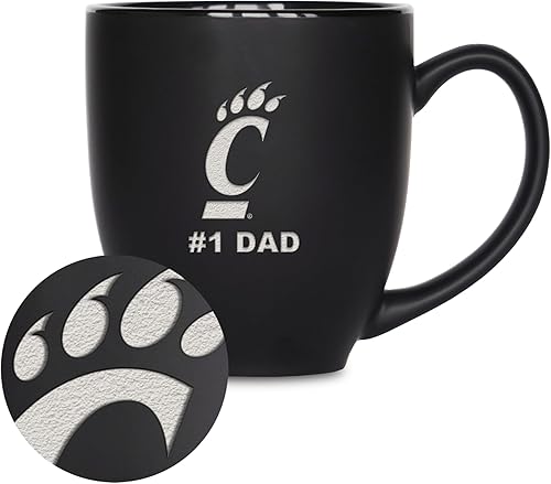 Miniatura 75 de Rico Industries NCAA #1 Dad - Taza bistró de cerámica negra mate grabada con láser, de 15 onzas, para bebidas calientes o frías Troyanos del Sur