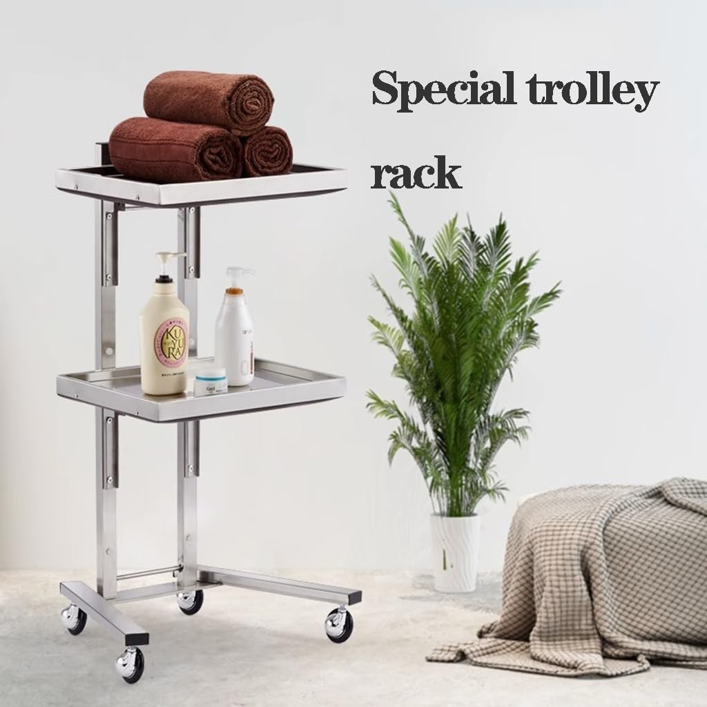 Carrello multiuso a 3 ripiani in acciaio inox con ruote, supporto mobile per salone, cucina e spa