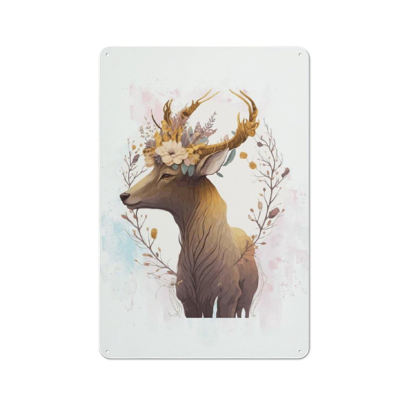 Cute Antelope Animal Art Modern Retro Metal Wall Decor 30x20cm, Metal Wall Sign for Loft, Studio, Office Or Creative Room