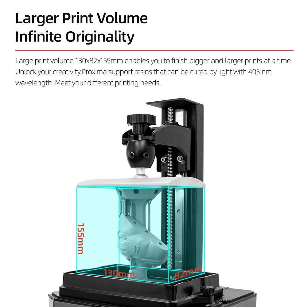 Voxelab Proxima 6.0 3D Printer UV Photocuring Resin 3D Printer Assembled with 2K Monochrome Screen Full Grayscale Anti-aliasing Off-line Print 5.1"(L) x 3.2"(W) x 6.1"(H) Printing Size
